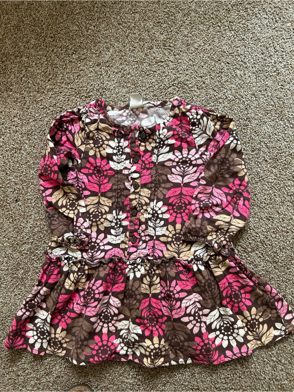 Y2K Girls Pink & Brown Floral Dress
